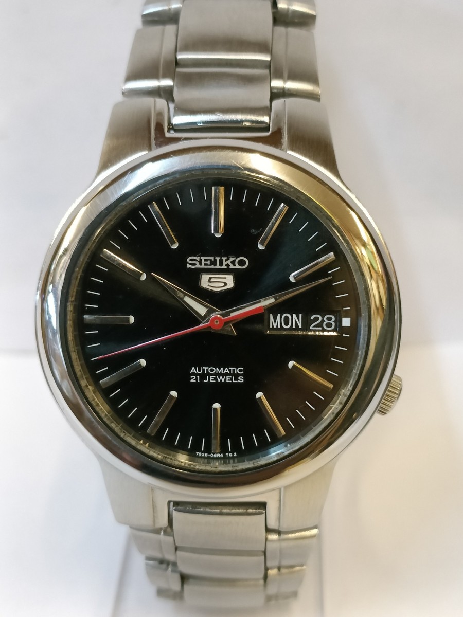 SEIKO 5 21JEWELS稼働品 VINTAGE SEIKO 5 21J AUTOMATIC BLACK DIAL 7S26-02N0 JAPAN MEN'S