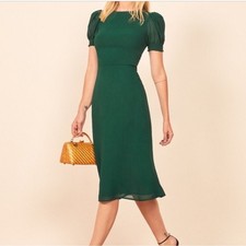 REFORMATION Emerald Green Lee Midi Dress Formal NEW NWT 2