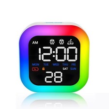 LED Intelligent alarm Clock with RGB Dynamic ambient lamp,Mobile White