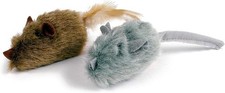 2 Pack Squeaky Furry Mouse Cat Toys with Silvervine, Realistic Fluffy Mice