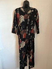 Soma Cropped Pajama Set Black Asian Knit 0