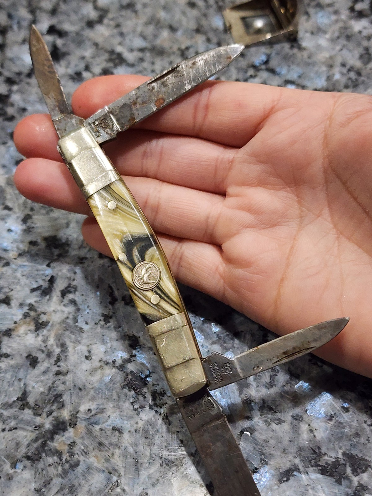 Hen & Rooster Pocket Knife 324C 24KT Bertram Solingen Germany 4 Blade Congress