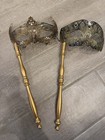 Couple's Masquerade Metal Masks | His and Hers Black/Gold, Diamonds W/ Handle
