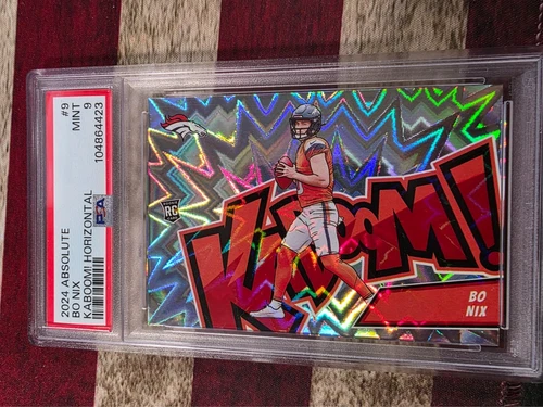 Bo Nix RC PSA 9 2024 Panini Absolute Kaboom Horizontal Denver Broncos #9