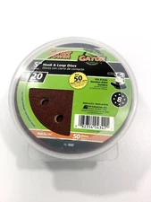 Gator 50 Pack 5 Inch 120 Grit Hook and Loop Sanding Discs for Wood Metal Fiber