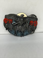 Vtg Siskiyou Belt Buckle Buffalo Indian Horse Eagle Great Spirit 1988 Native