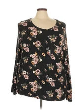 Justify Women Black 3/4 Sleeve T-Shirt 3X Plus