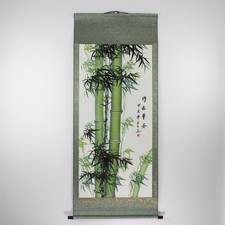 Rollbild Bambus gr&uuml;n, chinesische Bildrolle, Bambus-Malerei, asiatische Wanddeko