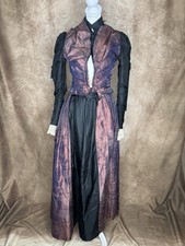 Antique 1890s Victorian Shot Silk Bodice Skirt Set Gothic Taffeta Study Piece