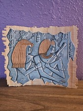 EGYPTIAN GENUINE PAPYRUS. NEFERTARI AND HATHOR. 8X10.