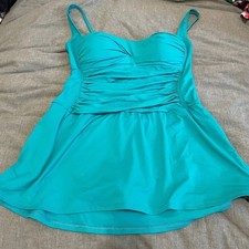 La Blanca Teal Blue One Piece Swimsuit Swim Dress Bathing Suit Size 12