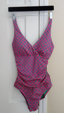 BODEN Pink Green Geometric Ruched Side One-piece Swimsuit   Wmns 6L