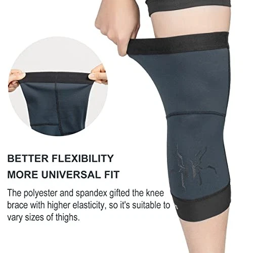 Knee Warmer for Men Thermal Leg Warmer Knee Brace Anti Small/Medium Blue Black - Image 4 of 4