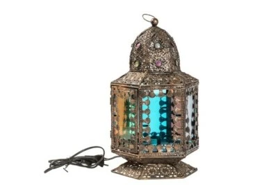 Lampe De Table De Style Oriental Avec Des Verres Colorés. Mesures : 20X20X40cm - Photo 1/2