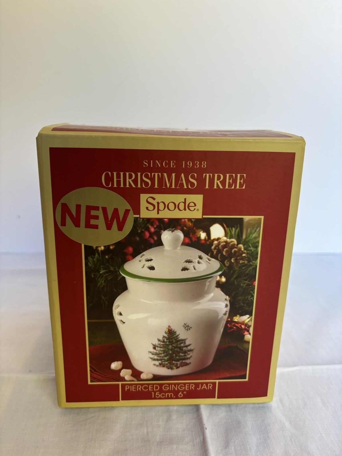 Spode Christmas Tree Ginger Jar Pierced 6 Inch