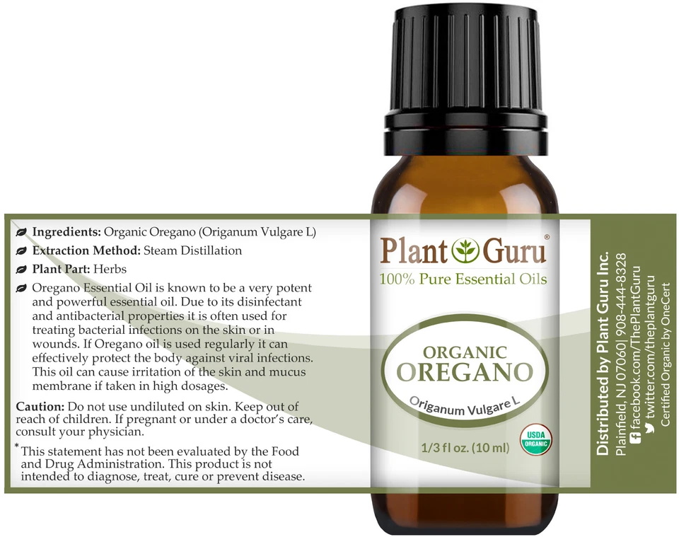 Organic Oregano Essential Oil 10ml USDA Certified Therapeutic Grade 100% Pure - Image 2 of 3