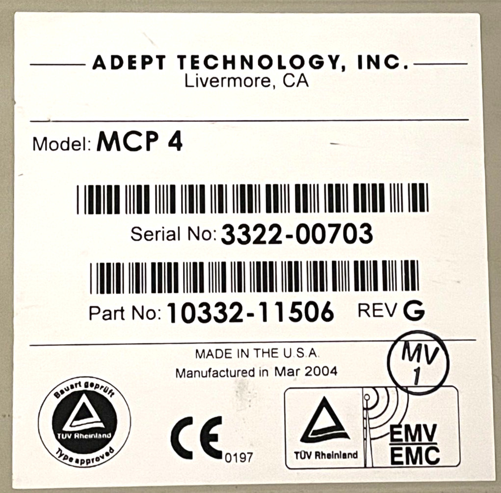 Adept Technology 10332-11506 REV. G MCP 4 Teach-Pendant