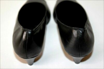 Escarpins A Petits Points En Cuir Noir - Taille 36, Talon Kitten Heel (2-7 Cm), Très Bon état D'occasion