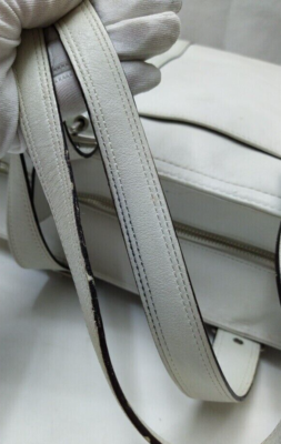 Coach Legacy White Leather Double Handle Zipper Closure Tote Bag