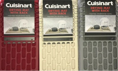 Cuisinart Dish Microfiber DRYING MAT Dish Rack 18x16 CHOOSE Red Black  Cream