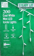 Home Accents Holiday 200 Ct Cool White Steady Lit Mini LED Icicle Lights 17.5 Ft