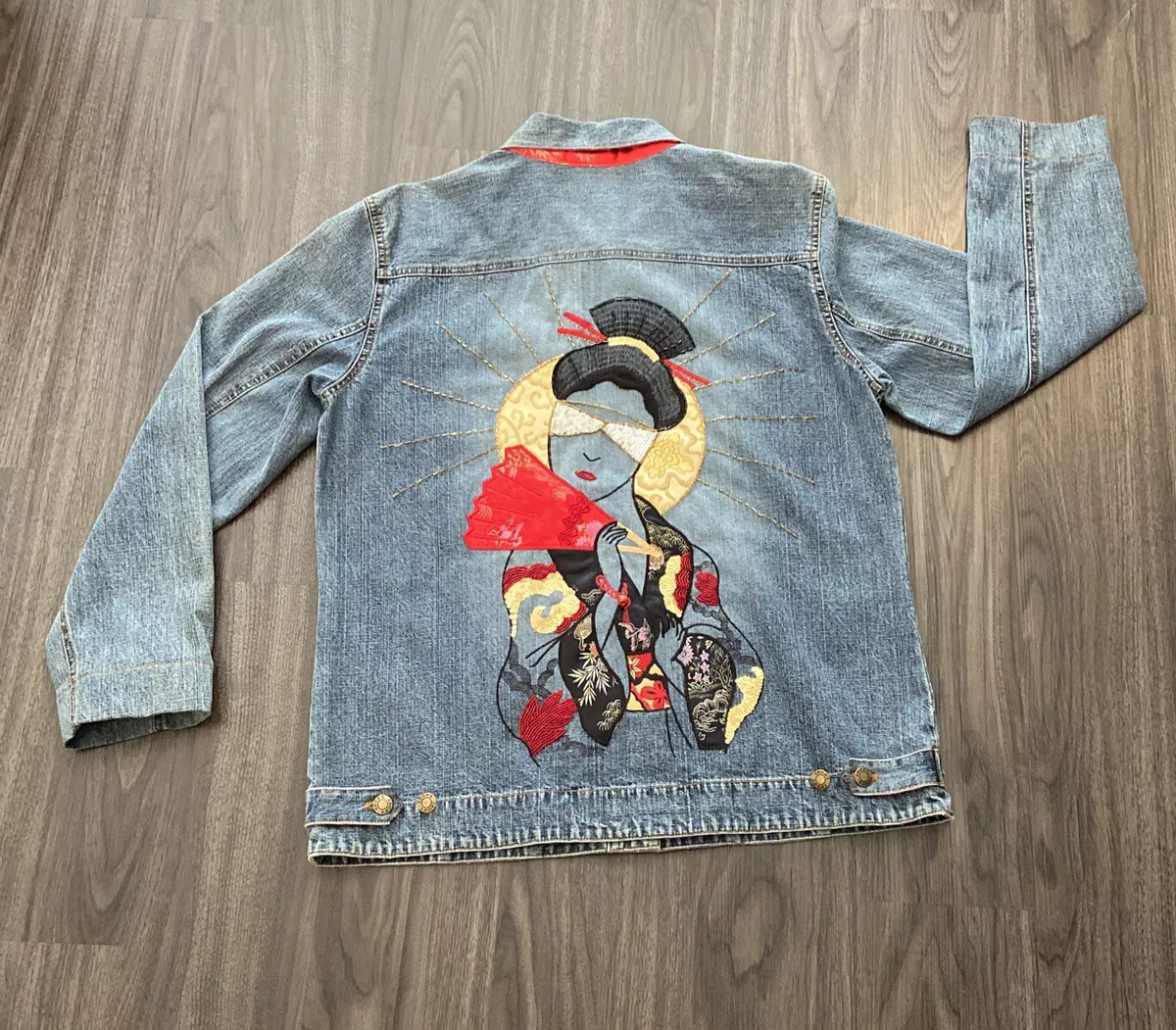 Chico's design top embroidered denim jacket