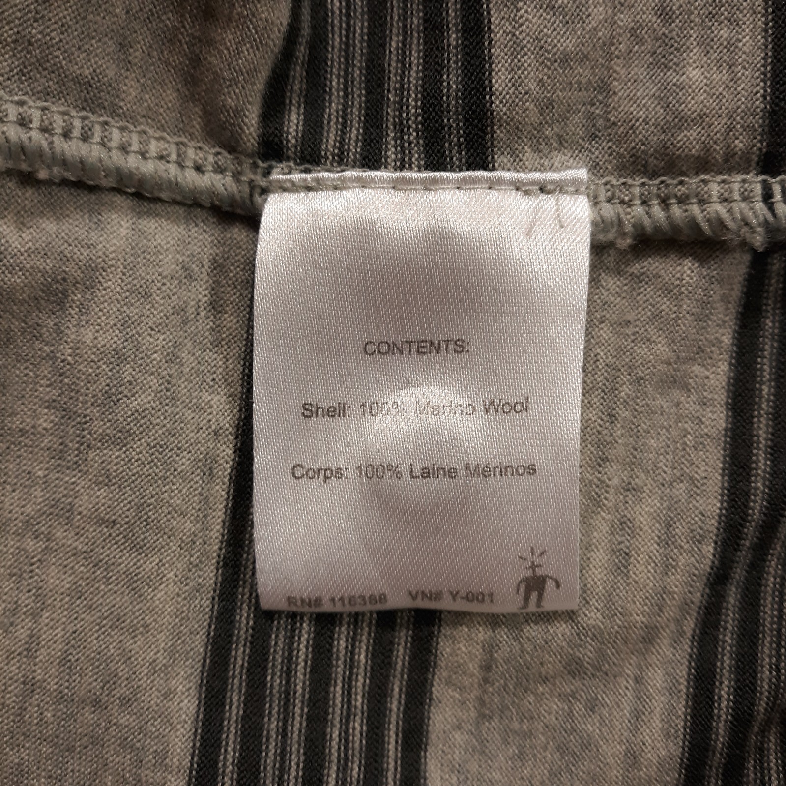 SmartWool Polo Shirt Mens Medium Merino Wool Striped Outdoor Gray