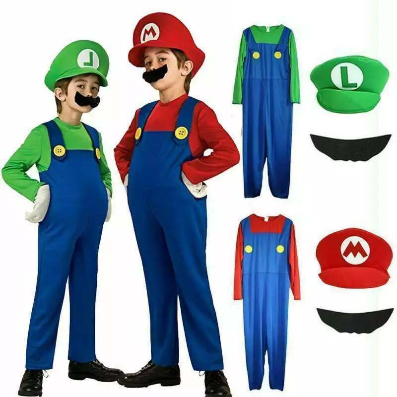 Super Mario Party Costume: Mario Luigi Carnival Fancy Outfit