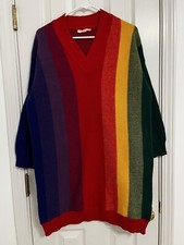 HOT & DELICIOUS Rainbow Stripe Long Line sweater dress Womens Size S/M