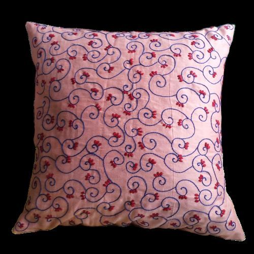 Handmade Embroidered Kantha Stitch Throw Pillow Cover Cotton Silk AB-PC17 - Picture 3 of 4