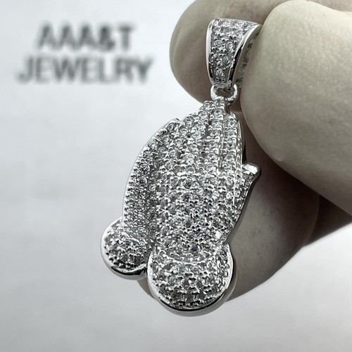 925 Solid Sterling Silver Cubic Zirconia Praying Hands Pendant | eBay
