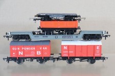 HORNBY BACHMANN DAPOL RAKE of 5 NE NB GUNPOWDER FLAT & BOGIE WELL WAGON og