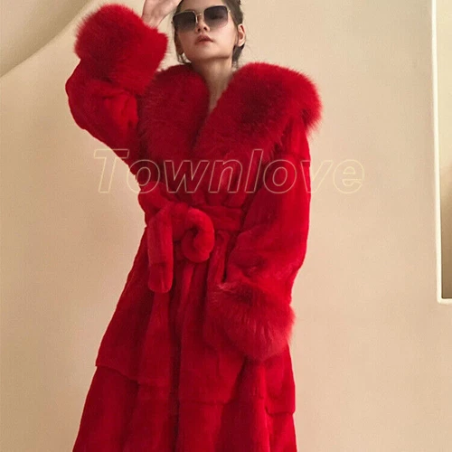 Abrigo informal suelto largo grueso otoño e invierno cuello de piel grande para mujer - Imagen 10 de 34