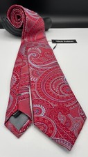 John W. Nordstrom Men's 100 Silk Tie  Red  Paisley  Made in Italy 