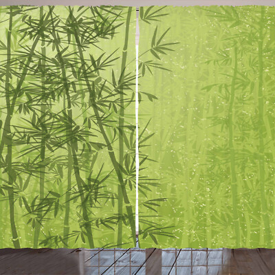 Exotisch Rustikale Gardine Green Bamboo Wachstum