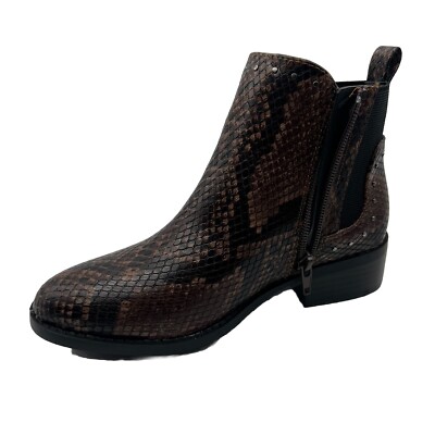 Sz 4 Steve Madden Jcase Ankle Booties Brown Black Snakeskin Faux Leather Zip S 3