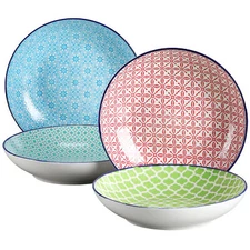 vancasso MACARON Pasta Bowl Soup Plate Set of 4 Porcelain Deep Plate Round 700ML