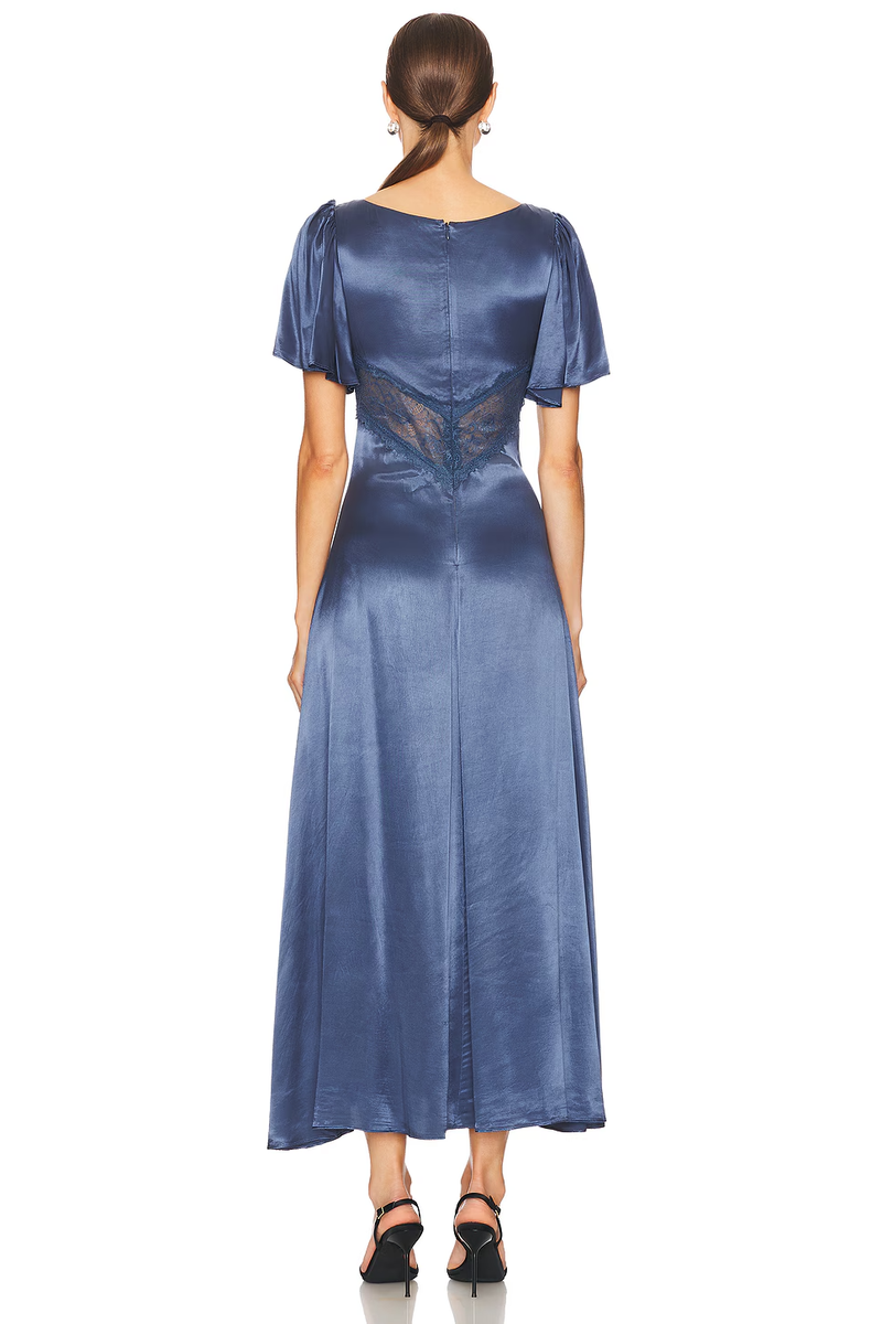 ASTR The Label Women's V Neck Lace Detail Slate Blue Aurelia Dress Size Small | eBay ASTR The Label Women's V Neck Lace Detail Slate Blue Aurelia Dress Size Small | eBay