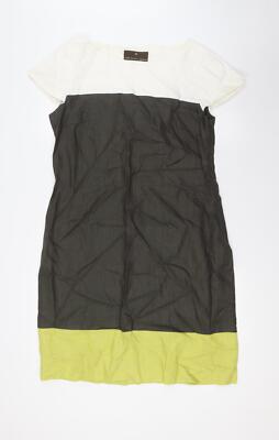 Fenn Wright Manson Damen grün Leinen Bleistiftkleid Größe 14 U-Boot-Ausschnitt Reißverschluss