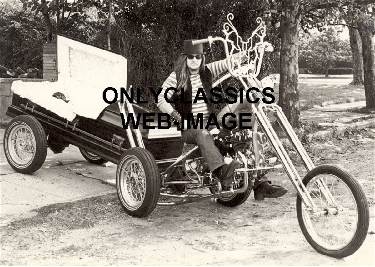 1970'S MOTORCYCLE WHEEL CHOPPER DEVIL 5x7 PHOTO MOTORBIKE HORROR GRIM  REAPER