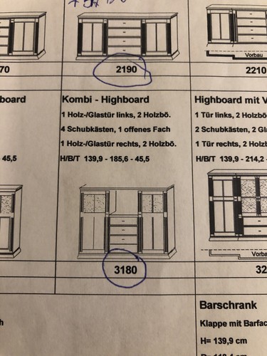 Highboard massivholz ca. 140x185x45, Woestmann Toscana, Erle, Sideboard - Bild 10 von 10