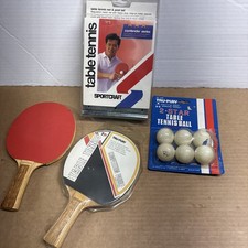 Set Of Vintage Sport Craft Ping Pong Table Tennis Paddles Net Balls