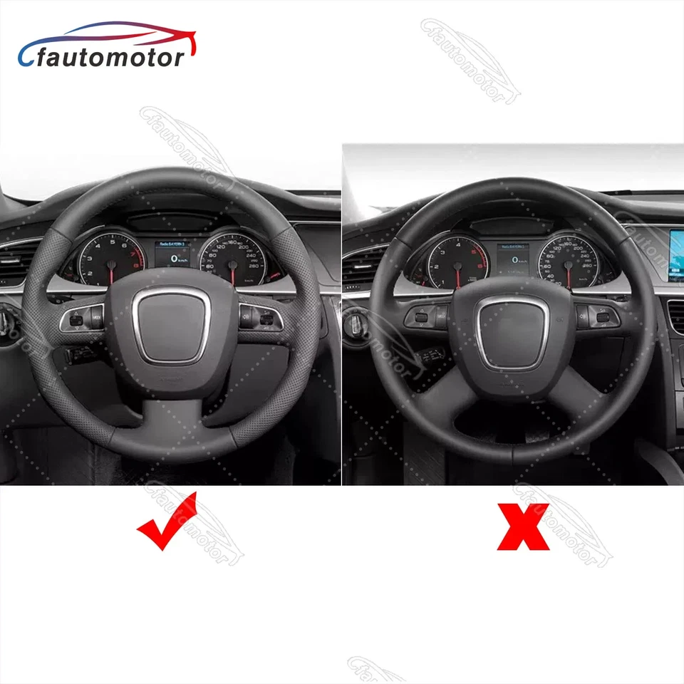 Volante de fibra de carbono real para Audi A3 A4 A5 S4 S5 Q7 2008-2010 puntada roja Foto 2 de 4