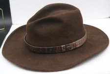 Bailey Mens Lite Felt Hat 100% Wool Chocolate Brown M Leather Band LUX Suede
