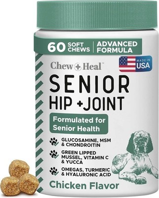 Chew Heal Labs Glucosamine Dogs Hip & Joint Supplement 60 Senior Dogs Mobility