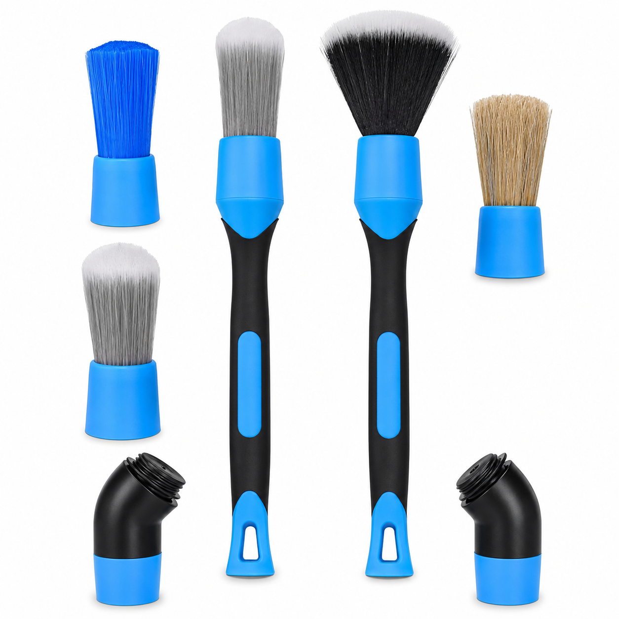Car Detailing Brush Set – 4 Brushes + 2 Adapters | Interior & Exterior Cleaning