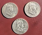 3 Silver Franklin Half Dollars Set 1949/1951/1959