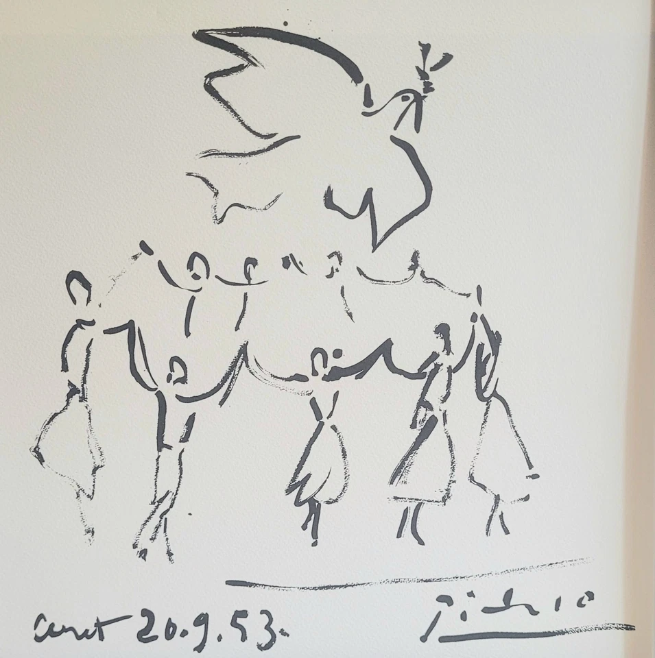 Affiche Lithographie Sardane de la paix” Picasso, Reproduction Officielle - Photo 3/4