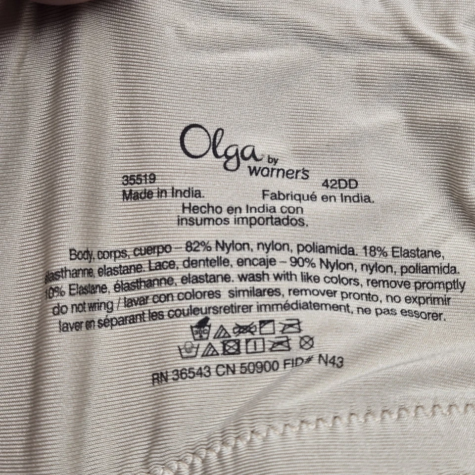 Olga By Warner's Women Bra 42DD Beige Floral Minimizer Underwired Lace - Image 4 of 4