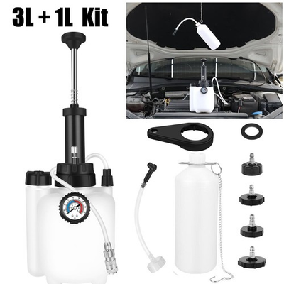 #ad 3L Brake Bleeder Kit Manual Fluid Pump with 4 Master Cylinder Adapters 1L Bottle $31.99